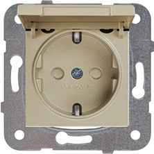 Viko Novella Bronz Kapakli Toprakli Priz Mekanizma+Düğme Kapak Çabuk Bağlanti Çarpma Karşıtı Çocuk Korumalı