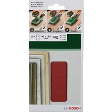 Bosch Titreşimli Zımpara Kağıdı 10'lu Set, 93, 185 mm 60/120/180 Kum 8 Delik, Gri