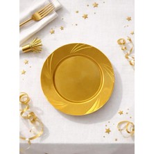 Parti Adresi Lüks Plastik Mika Tabak Parti Tabağı Gold 23 cm 6'lı