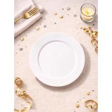 Parti Adresi Lüks Plastik Mika Tabak Parti Tabağı Beyaz 23 cm 6'lı