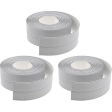 3 Adet- 3.2m x 38 mm Su Sızdırmaz Banyo Mutfak Lavabo Küvet Izolasyon Şerit (Gri)