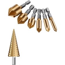 Freze Uç Seti Pah Kırma Adım Kozalak Delik Yiv Havşa Açma Kademeli Delme Pancı Titanyum