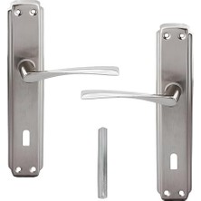 Oda Kapı Kolu Nikel Inox Aynalı Sağa Sola Uygun Iç Dış Ahşap Pvc Metal Çelik Kapısı Tutamağı 1 Takım