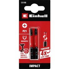 Orijinal Einhell Darbeli Bit Seti, 2 Parça, 50 Mm, Pz1 (S2 Çelik, Torsiyon Bölgesi, Verimli Güç Aktarımı, Kırmızı Renk Halkası, E 6.3 Sap) - 49131190
