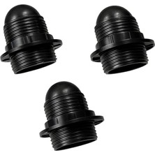 3 Adet E27 Siyah Italyan Avize Abajur Duyu | Vidalı Bakalit Ampul Duyu | Standart E27 Duy | Avize, Armatür, Sarkıt ve Halat Aydınlatma Uyumlu Örgün