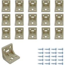 Mr.bracket 15 Ad. Krem Plastik L Gönye Köşebent 25X25X30MM - Mobilya Dolap Raf Çekmece Sehpa Sandalye Birleştirme Sabitleme Montaj Bağlantı Aparatı