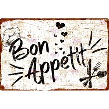 Hayg Equipment Bon Appetit Dekoratif Alüminyum Levha, Uv Baskılı Metal Duvar Dekoru - Beyaz