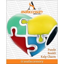 Asaf Accessory Puzzle Renkli Kalp Charm