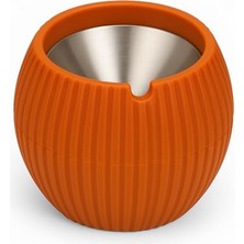 Dekoratif Içi Metal Hazneli Küllük, Rüzgar Geçirmez, Masa Üstü ve Bahçe Kullanımı, Şık Tasarım, Sigara Küllüğü (Turuncu)