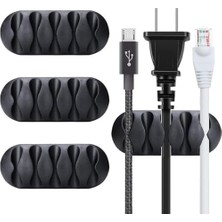 Kyrotech 3 Adet Kablo Tutucu Seti – Her Biri 5 Kablo Kapasiteli | Yapışkanlı Kablo Klipsi, Masa Üstü Kablo Düzenleyici, Ofis & Ev Için Kablo Yönetimi | Siyah Renk