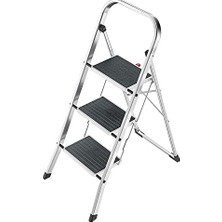 K70 Standardline Alüminyum Katlanır Merdiven, 3 Büyük Çelik Basamaklı, Kaymaz Matlı, 150 Kg'a Kadar Taşıma Kapasitesi, Katlanır Emniyetli Merdiven, Özellikle Hafif ve Kolay Saklanabilir, Gümüş