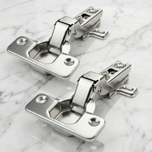 Krom 2 Adet Yarım Deve Boynu Pistonsuz Mobilya Dolap Kapak Menteşesi