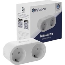 Hybrone Akım Korumalı Ikili Wi-Fi Akıllı Priz, 16 Amper, Enerji Izleme, Çocuk Kilidi, Uygulama ile Uzaktan Kontrol