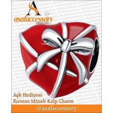 Asaf Accessory Aşk Hediyesi Kırmızı Mineli Kalp Charm