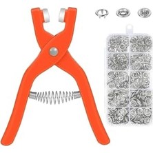 Pratik 100'LÜ Çıt Çıt Takma Çakım Makinesi Takım Seti Saklama Kutusu Dahil 9.5 mm Çıt Çıt Takma Seti