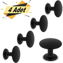 Nobel Düğme Çekmece Dolap Kapak Kulpu Kulbu Siyah Metal Daire Kulp (4 Adet)