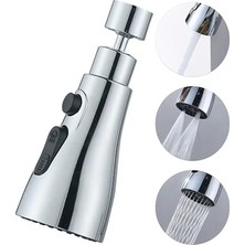 Busstier Krom 3 Fonksiyonlu Mutfak Lavabo Başlığı, 720 Derece Döner, Su Tasarruflu, Şık ve Dayanıklı Tek Musluk Ucu