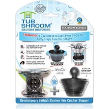 Küvet Gider Süzgeci, Kombo Paket, Silikon Tıkaçlı, Siyah Krom – Banyo Gider Için Gider Koruyucu ve Saç Tutucu, 3,8 cm – 4,4 cm Küvet ve Duş Gideri Için Uygundur