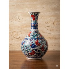Anka Select Iznik Çini Vazo, El Yapımı Seramik Vazo Çini Desenli Dekoratif Obje, Geleneksel Türk Çinisi