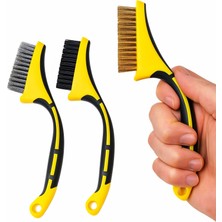 Delixa Dmax 3'lü Mini Tel Fırça Seti – Paslanmaz , Pirinç (Bakır) Naylon Kıllı Temizlik Fırçaları | Ocak, M