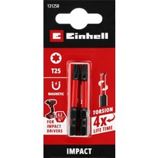 Orijinal Einhell Darbeli Bit Seti, 2 Parça, 50 Mm, T25 (S2 Çelik, Torsiyon Bölgesi, Verimli Güç Aktarımı, Kırmızı Renk Halkası, E 6.3 Sap) - 49131250