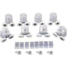 Duşakabin Tekerleği Çift Tekerli Şeffaf Plastik Alt Üst 8li Takım