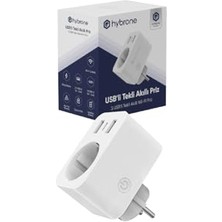 Hybrone USB ve Type-C Girişli Akım Korumalı Wi-Fi Akıllı Priz, Adaptör, 16 Amper, Enerji Izleme, Çocuk Kilidi, Uygulama ile Uzaktan Kontrol