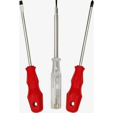 3’lü Tornavida Kontrol Kalemi Seti, 20 cm, Düz, Yıldız Uçlu Ergonomik Tutma Kolu, Dayanıklı El Aleti Takımı