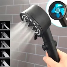 Duş Başlığı Turbo Fan 5 Fonksiyonlu Duş Başlığı El Duşu Handshower, Siyah 1.sınıf Kaliteli