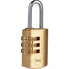 Yale Y150B/22/120/1 Şifreli Pirinç Asma Kilit, Standart Koruma, Çelik Halka, 3 Haneli Şifre, 22 Mm, Sarı