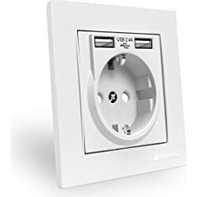 Çift Usb'li Topraklı Priz (2.4A Hızlı Şarj+Çocuk Koruma)