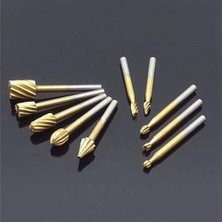 10 Parça Titanyum Ahşap Için Freze Uç Seti Dremel Benzeri Gravür Makinası Için Kalıpçı 3mm Şaft