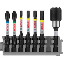 Bosch Professional Accessories Accessories 7 Parçalı Tornavida Ucu Seti (Impact Control, T/pz/ph Uçlar - Uzunluk: 25 Mm, Evrensel Tutucu Quick Release, Pick And Click, Darbeli Matkap Aksesuarı)