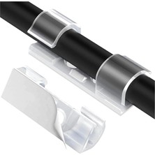 Kendinden Yapışkanlı Yeni Nesil Kablo Kancası Klips Tutucu 20 Adet (20, Şeffaf)