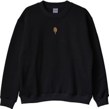 Delixa Mikrofon Işlemeli Bisiklet Yaka Sweatshirt