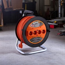 Makaralı Uzatma Kablosu 3x2.5 mm 20 Metre Plastik Seyyar Makara 4 Prizli Monofaze Termal Sigortalı