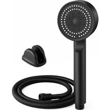 Busstier Turbo Duş Başlığı, Yüksek Basınçlı El Duşu, 5 Fonksiyonlu Duş Başlığı (Siyah Turbo Set)