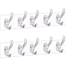 Aee® 2 Adet Şeffaf Duvar Askısı 5'li Iz Bırakmayan Güçlü Yapışkanlı Askı Kapı Arkası Banyo Mutfak Düzenleyici Kanca Askılık