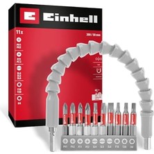 Orijinal Einhell 11 Parça Bit Seti (300 mm Esnek Mil, Kalıcı Mıknatıs, 10 Adet 50 mm Bit, Krom Vanadyum, 1/4 Inç E 6.3 Sap, Akülü Vidalama Makineleri Için) - 49133115