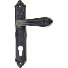 Magicool Antika Tarz Dekoratif Pirinç Çiçekli Oda Kapı Kolu - 240X40 Mm, Oksit