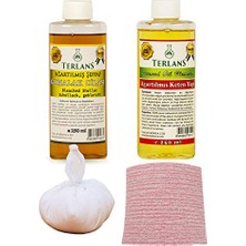 HDY Store Terlans 250 ml Doğal Ahşap Cila Seti Aloe Vera Kokusuyla Alkol İçermeyen Şeffaf Gomalak ve Keten Yağı