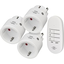 Brennenstuhl Comfort-Line Mini 3+1 Kablosuz Priz Seti, 3'lü Uzaktan Kumanda Seti (Iç Mekan, El Vericisi ve Yüksek Temas Koruması) Beyaz