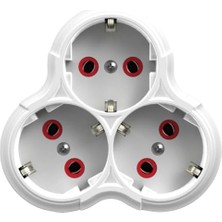 3'lü Topraklı Papatya Golyat Priz, Beyaz Çoklu Elektrik Prizi, 3 Yuvalı Grup Priz