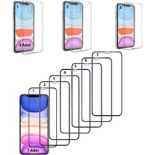 Bukrem Store 10 Adet Apple Uyumlu iPhone 11 Ekran Koruyucu + Şeffaf Kılıf Set 7 Koruyucu + 3 Kılıf