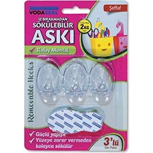 Vodaseal 53.01.055 3'lü Şeffaf Iz Bırakmayan Askı, Şeffaf