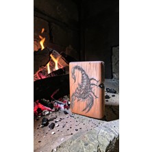 Precious Ireko Ağacı Lazer Kazıma Akrep Figürlü Benzinli Çakmak - El Yapımı Özel Tasarım