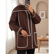 Moda Morfo Önü Düğmeli Atkılı Cepli Ceket -Kahve