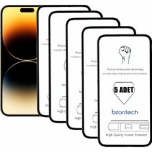 Bukrem Store Apple Uyumlu iPhone 14 Pro Ile Ekran Koruyucu Tam Kaplayan 5li Set