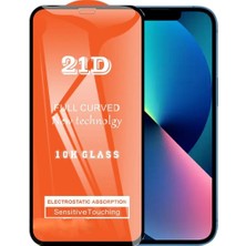 Bukrem Store Apple Uyumlu   iPhone 13 Ekran Koruyucu 21D Tam Kaplayan Kırılmaz Cam Kavisli