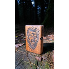 Precious Ireko Ağacı Lazer Kazıma Kurt Figürlü Benzinli Çakmak - El Yapımı Özel Tasarım